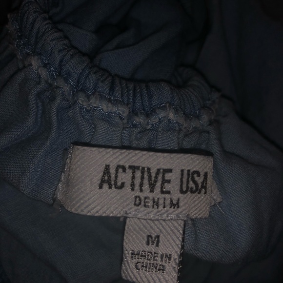 Off Shoulder Denim Ruffle Dress - Picture 2 of 3